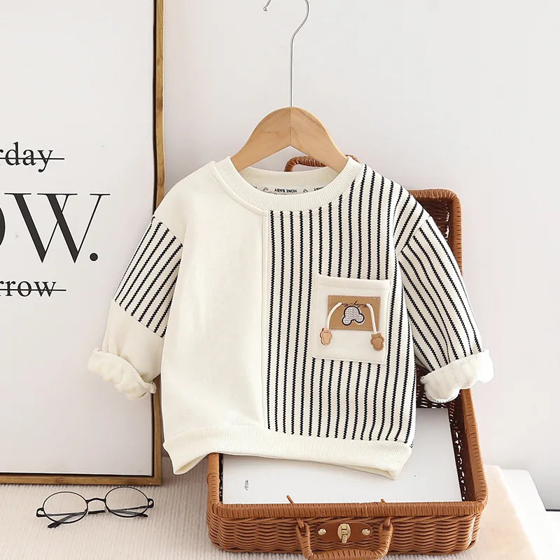 Adorable Autumn Baby Clothes: Cozy Striped T-Shirt & Casual Outfits for Boys & Girls (0-5 Years)