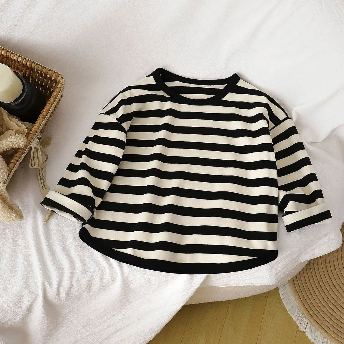 Cozy Striped Long Sleeve T-Shirt for Kids | Soft & Warm Baby Clothes for Spring, Autumn & Winter Fun!