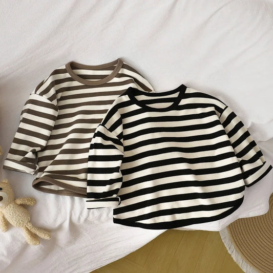 Cozy Striped Long Sleeve T-Shirt for Kids | Soft & Warm Baby Clothes for Spring, Autumn & Winter Fun!