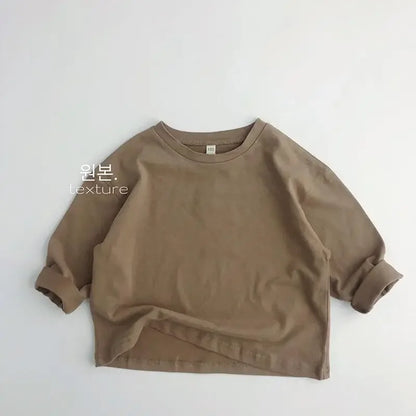 Cozy Autumn Cotton Long Sleeve Tee for Kids | Adorable Solid Color Baby & Toddler Tops