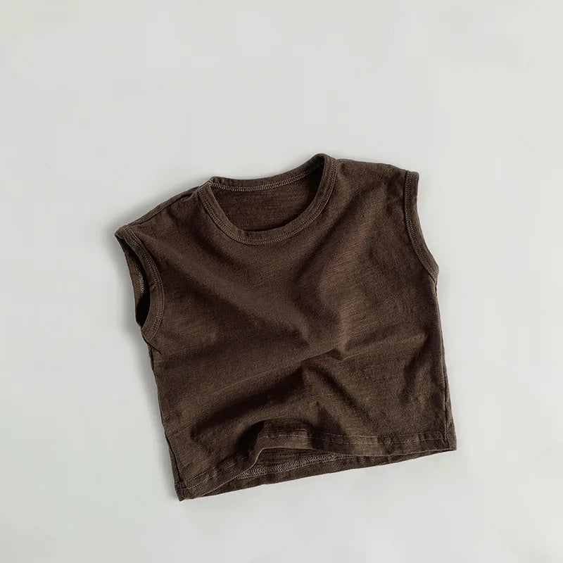 Adorable Korean Fashion Slub Cotton T-Shirts for Kids | Summer Striped Tank Tops for Toddlers & Babies (4-7Y)