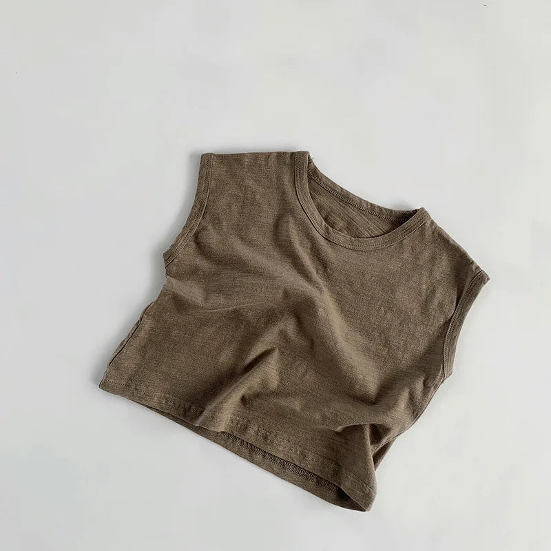 Adorable Korean Fashion Slub Cotton T-Shirts for Kids | Summer Striped Tank Tops for Toddlers & Babies (4-7Y)