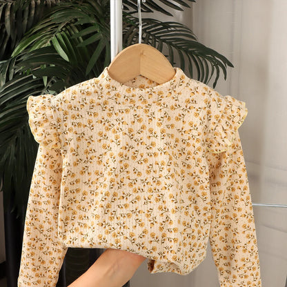 Adorable Floral & Dot Long Sleeve Undershirt for Girls | Sweet & Cozy Kids T-Shirt (2-10T)