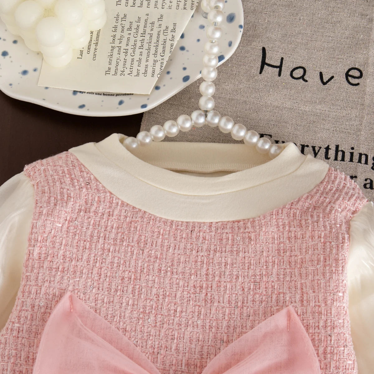 Adorable Korean Style Baby Girl Dress: Sweet Bow, Long Sleeve, Perfect for Spring & Autumn (9 Months - 3 Years)