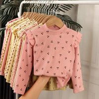 Adorable Floral & Dot Long Sleeve Undershirt for Girls | Sweet & Cozy Kids T-Shirt (2-10T)