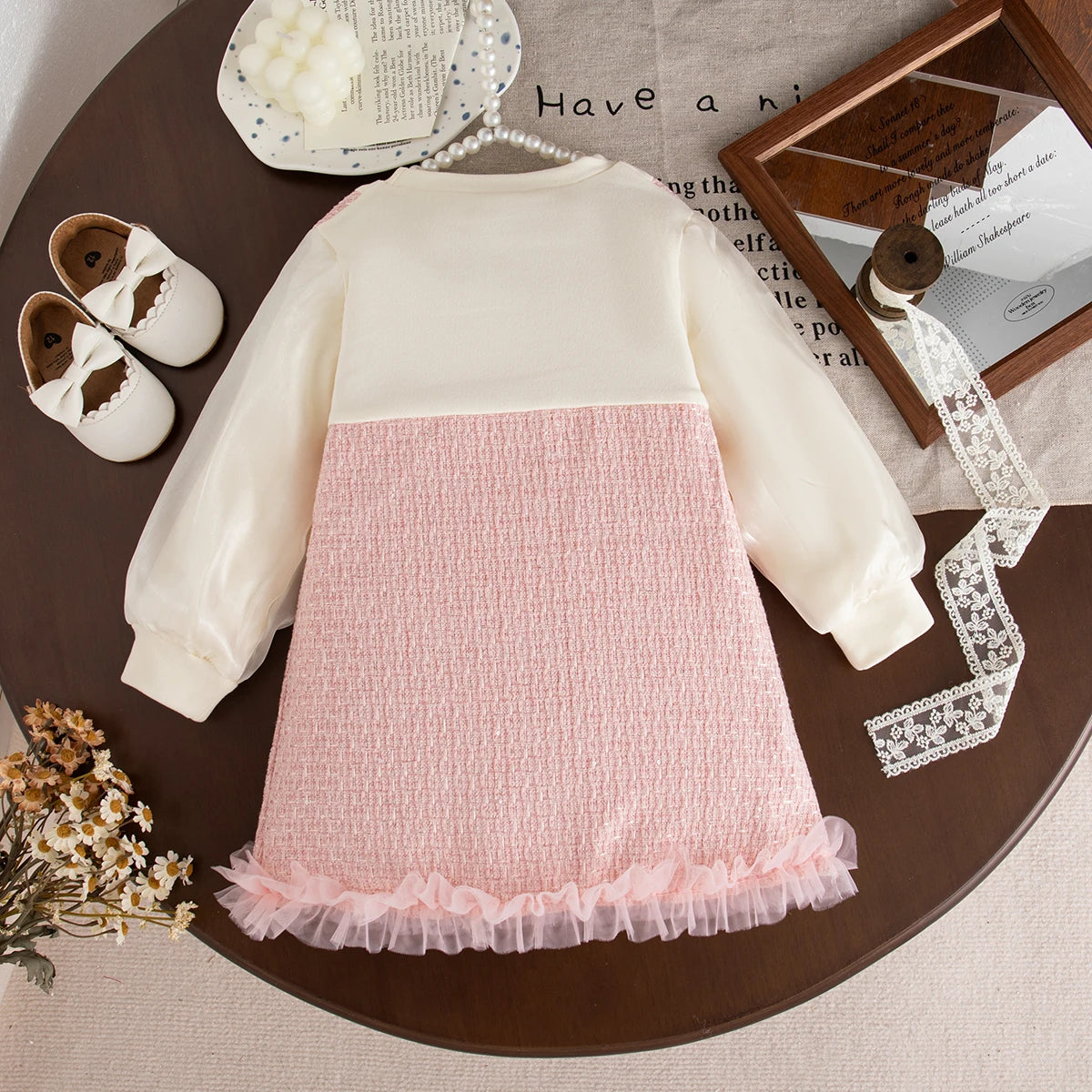 Adorable Korean Style Baby Girl Dress: Sweet Bow, Long Sleeve, Perfect for Spring & Autumn (9 Months - 3 Years)