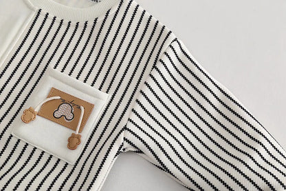 Adorable Autumn Baby Clothes: Cozy Striped T-Shirt & Casual Outfits for Boys & Girls (0-5 Years)
