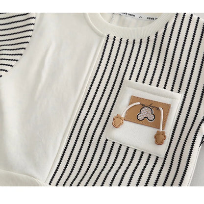 Adorable Autumn Baby Clothes: Cozy Striped T-Shirt & Casual Outfits for Boys & Girls (0-5 Years)