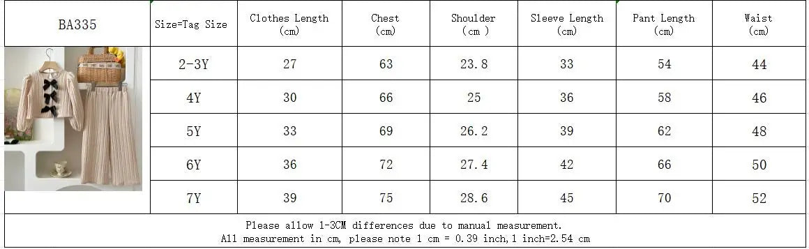 Adorable Korean Style Girls' Brogue Top & Pants Set | Cozy Long Sleeve Toddler Outfit for Autumn Fun