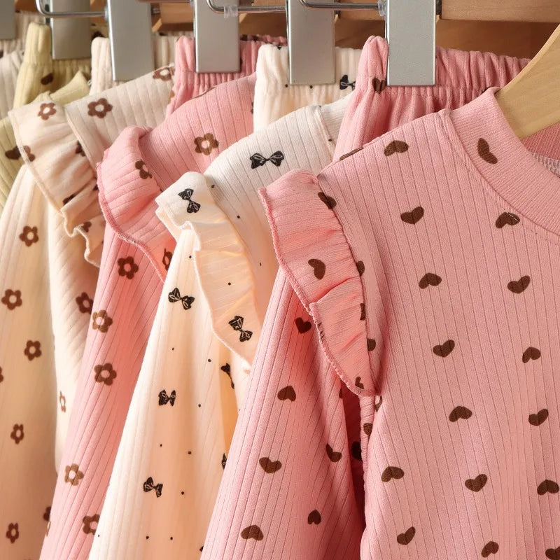 Adorable Floral & Dot Long Sleeve Undershirt for Girls | Sweet & Cozy Kids T-Shirt (2-10T)