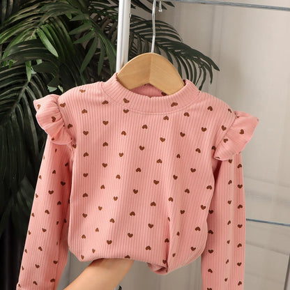 Adorable Floral & Dot Long Sleeve Undershirt for Girls | Sweet & Cozy Kids T-Shirt (2-10T)