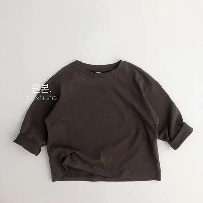 Cozy Autumn Cotton Long Sleeve Tee for Kids | Adorable Solid Color Baby & Toddler Tops