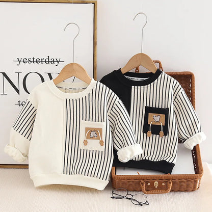 Adorable Autumn Baby Clothes: Cozy Striped T-Shirt & Casual Outfits for Boys & Girls (0-5 Years)