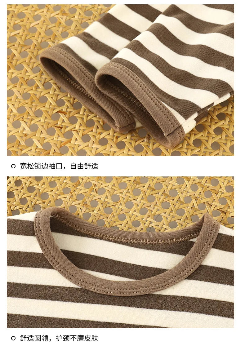 Cozy Striped Long Sleeve T-Shirt for Kids | Soft & Warm Baby Clothes for Spring, Autumn & Winter Fun!