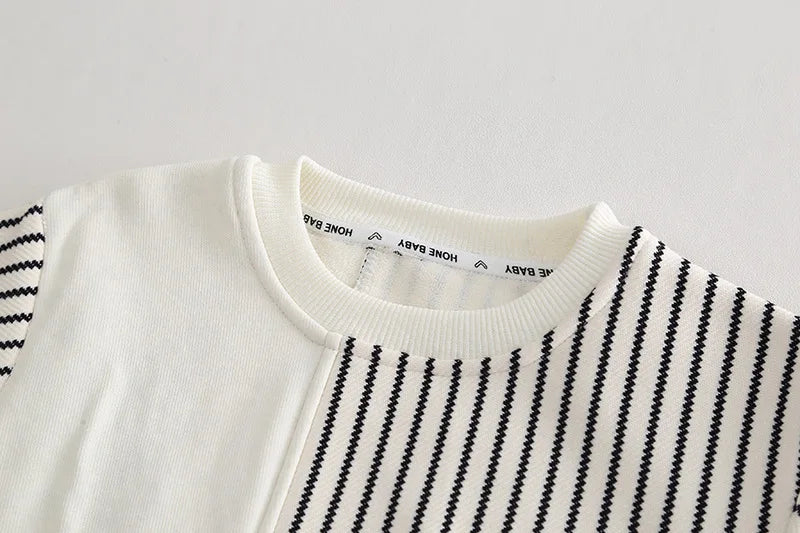 Adorable Autumn Baby Clothes: Cozy Striped T-Shirt & Casual Outfits for Boys & Girls (0-5 Years)