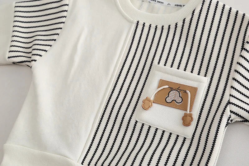 Adorable Autumn Baby Clothes: Cozy Striped T-Shirt & Casual Outfits for Boys & Girls (0-5 Years)