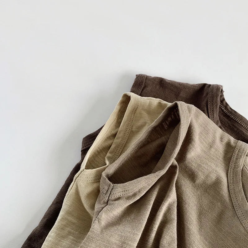 Adorable Korean Fashion Slub Cotton T-Shirts for Kids | Summer Striped Tank Tops for Toddlers & Babies (4-7Y)