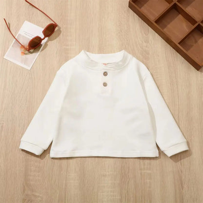 Retro Cotton Kids T-Shirt: Soft, Solid Color Tops for Boys & Girls (Spring/Autumn Style)