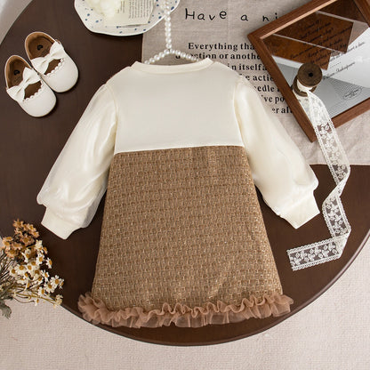 Adorable Korean Style Baby Girl Dress: Sweet Bow, Long Sleeve, Perfect for Spring & Autumn (9 Months - 3 Years)