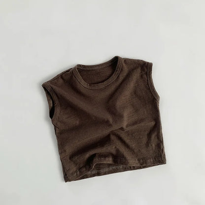 Adorable Korean Fashion Slub Cotton T-Shirts for Kids | Summer Striped Tank Tops for Toddlers & Babies (4-7Y)