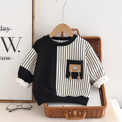 Adorable Autumn Baby Clothes: Cozy Striped T-Shirt & Casual Outfits for Boys & Girls (0-5 Years)