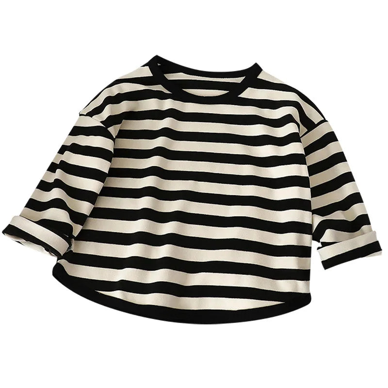 Cozy Striped Long Sleeve T-Shirt for Kids | Soft & Warm Baby Clothes for Spring, Autumn & Winter Fun!