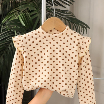 Adorable Floral & Dot Long Sleeve Undershirt for Girls | Sweet & Cozy Kids T-Shirt (2-10T)