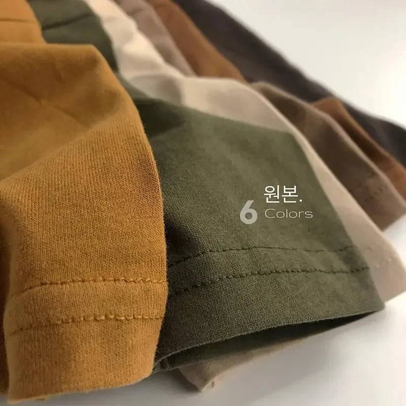 Cozy Autumn Cotton Long Sleeve Tee for Kids | Adorable Solid Color Baby & Toddler Tops