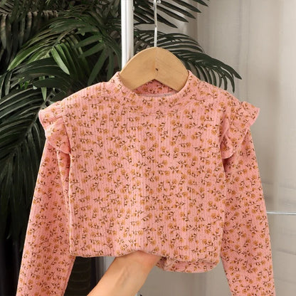 Adorable Floral & Dot Long Sleeve Undershirt for Girls | Sweet & Cozy Kids T-Shirt (2-10T)
