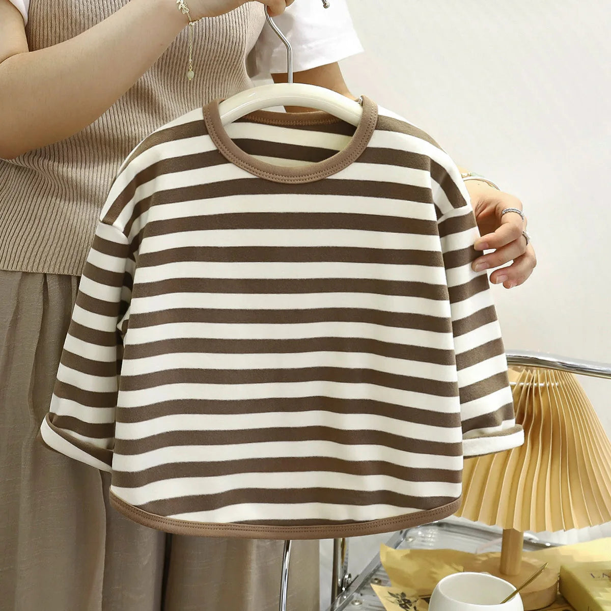 Cozy Striped Long Sleeve T-Shirt for Kids | Soft & Warm Baby Clothes for Spring, Autumn & Winter Fun!