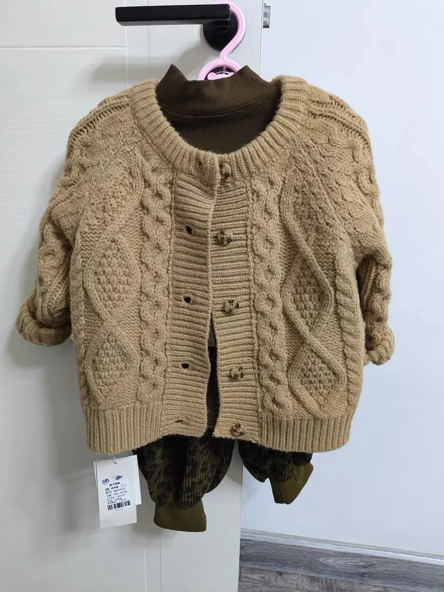 Cozy Autumn Knit Cardigan for Kids | Adorable Girls & Boys Long Sleeve Sweater Jacket | Keep Them Warm & Stylish!