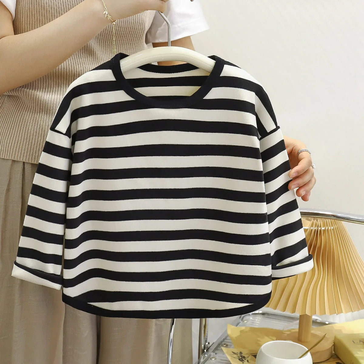 Cozy Striped Long Sleeve T-Shirt for Kids | Soft & Warm Baby Clothes for Spring, Autumn & Winter Fun!