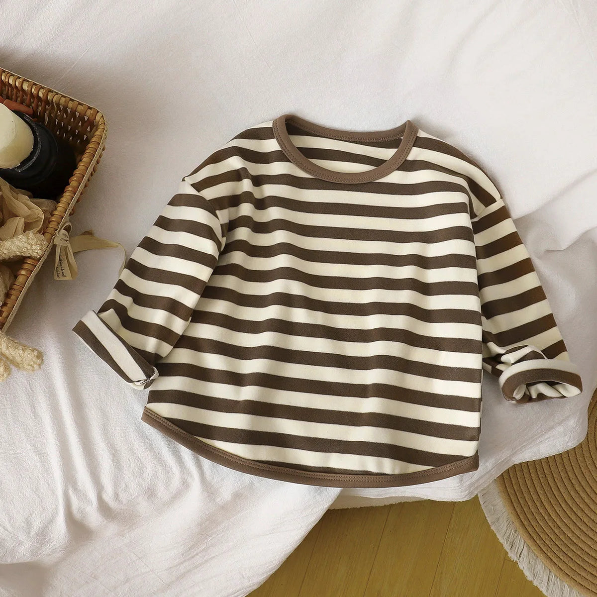 Cozy Striped Long Sleeve T-Shirt for Kids | Soft & Warm Baby Clothes for Spring, Autumn & Winter Fun!