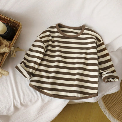 Cozy Striped Long Sleeve T-Shirt for Kids | Soft & Warm Baby Clothes for Spring, Autumn & Winter Fun!