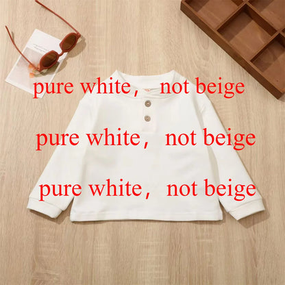 Retro Cotton Kids T-Shirt: Soft, Solid Color Tops for Boys & Girls (Spring/Autumn Style)